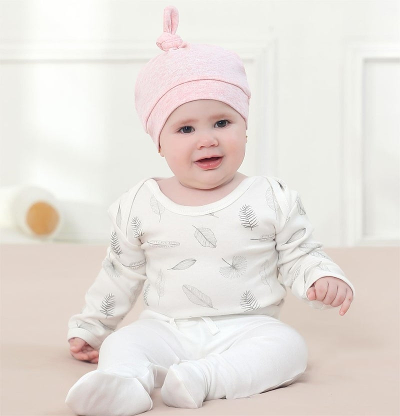 Owlivia 100% Organic Cotton Baby Boy Girl 2-Pack Footed Pants Wiggle Pants Jogging Pants(White & Grey Melange, 0-3 Months) - Image 2